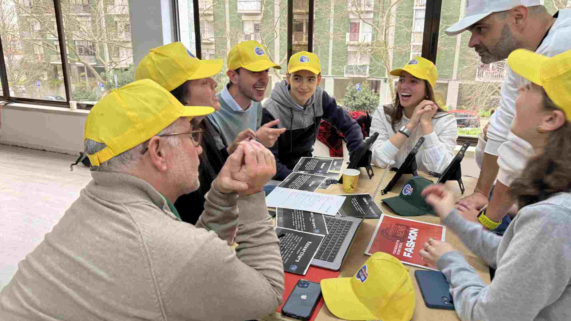 Team using AI-powered team building activity