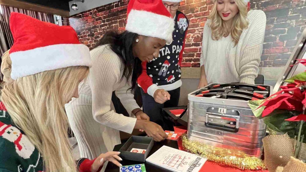 beat the box rescue santa end of year team building ideas
